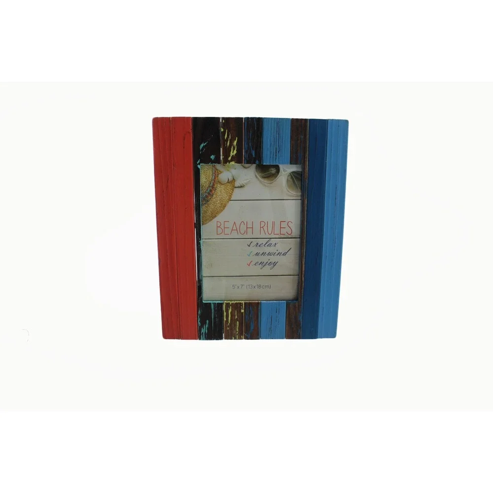 Beach Key West 5x7 Rustic Wood Picture Frame Multicolor Distressed Coastal Decor